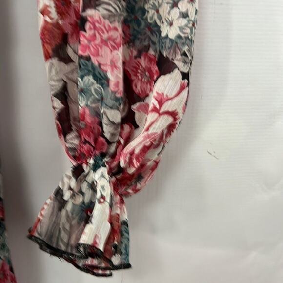 ZARA FLORAL ELASTIC WAIST LONG SLEEVE RUFFLE SIZE XS - Picture 6 of 9